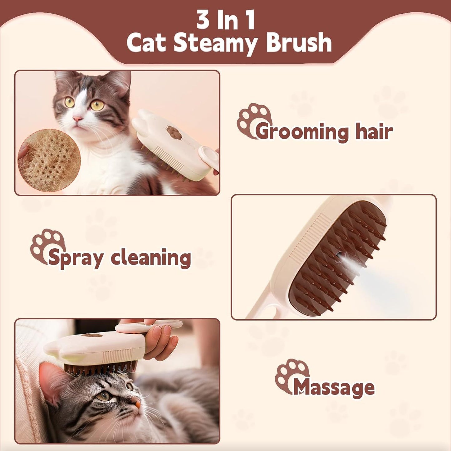 AquaFur Steam Grooming Brush for Dogs & Cats