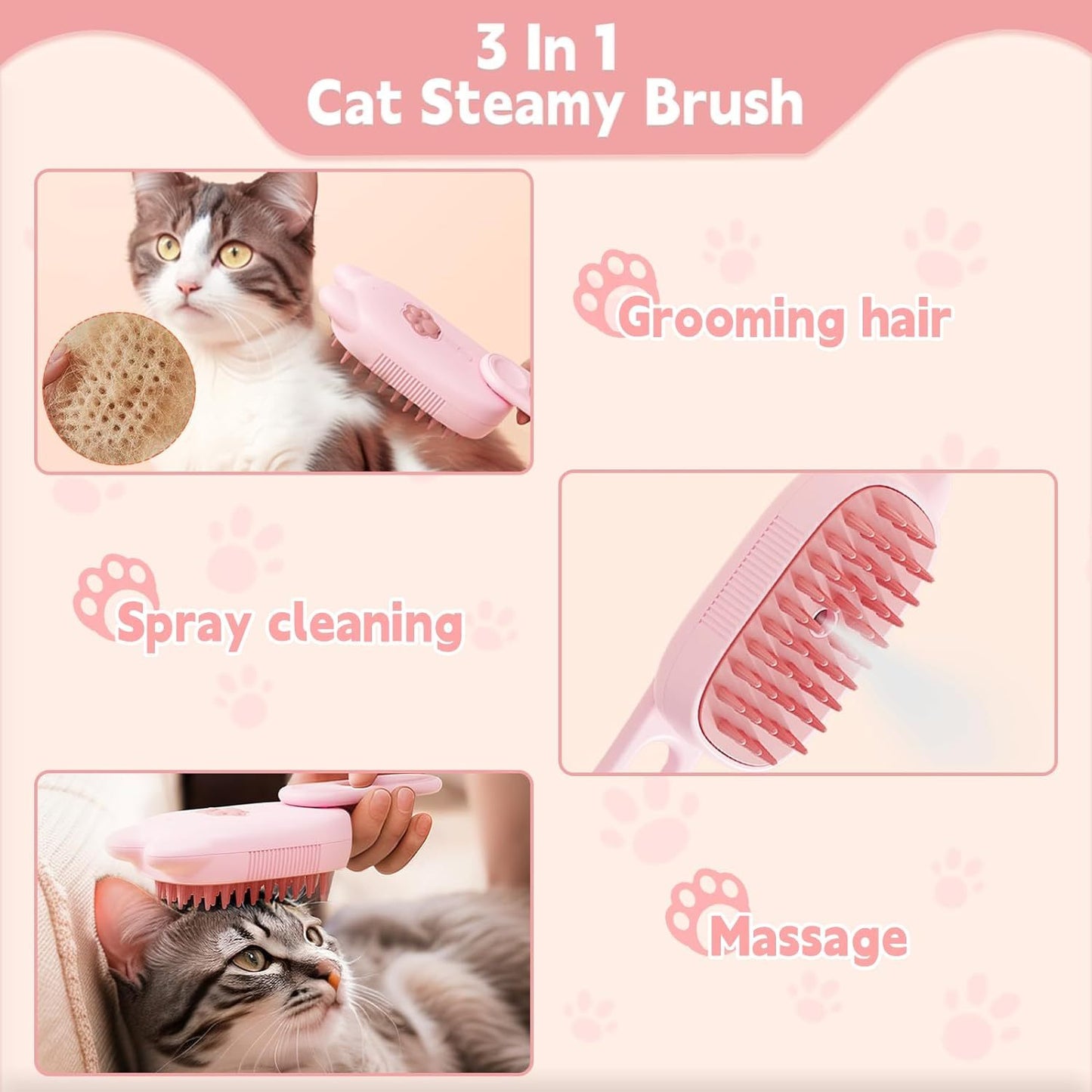 AquaFur Steam Grooming Brush for Dogs & Cats