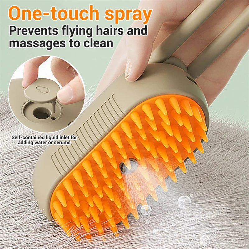 Electric Steam Cat & Dog Brush – 3-in-1 Grooming Tool