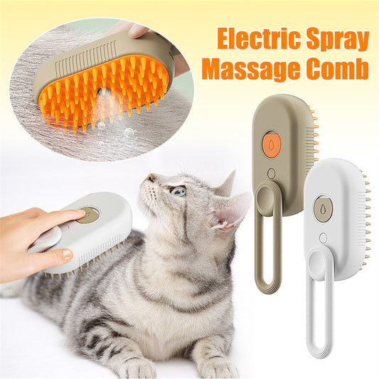 Electric Steam Cat & Dog Brush – 3-in-1 Grooming Tool