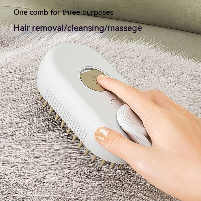 Electric Steam Cat & Dog Brush – 3-in-1 Grooming Tool